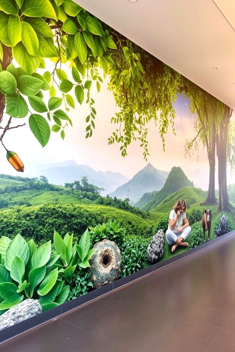 Nature Inspired Mural - 24 Tv Accent Wall Ideas