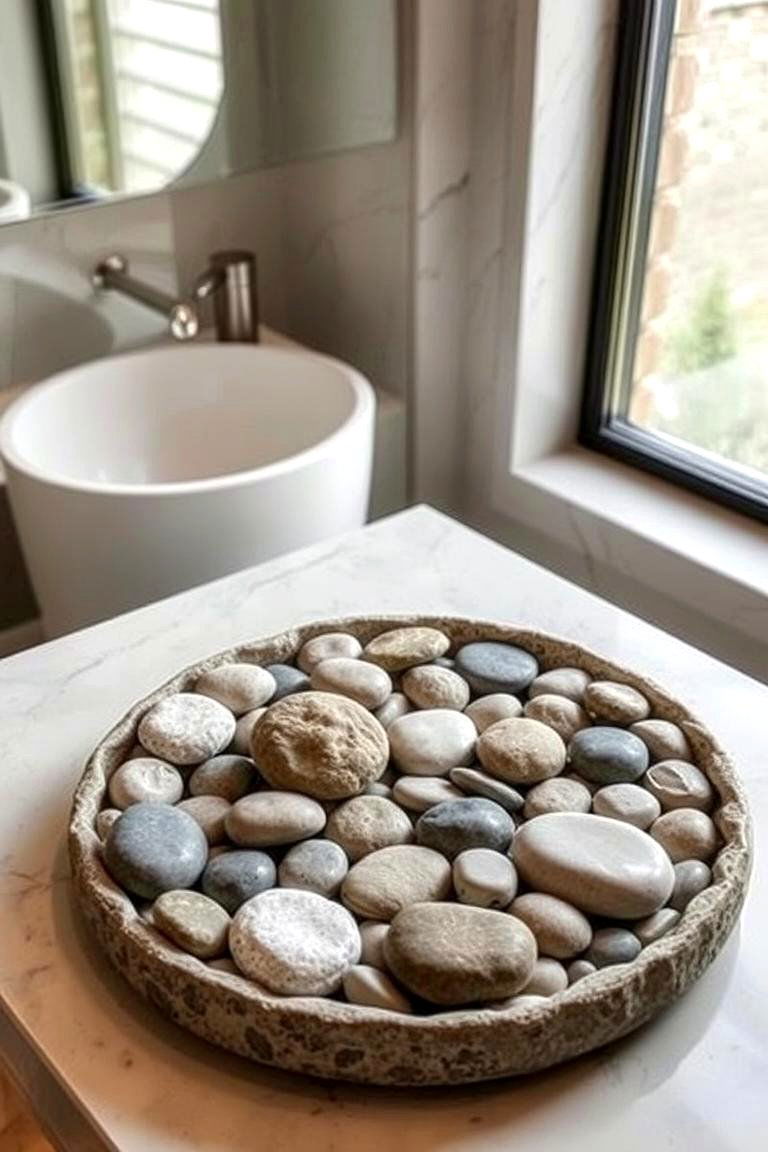 Nature Inspired Pebble Tray - 24 Bathroom Tray Ideas