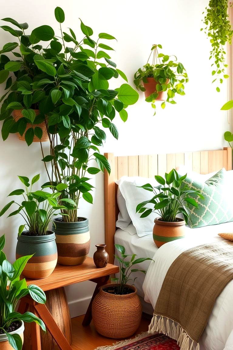 Nature Inspired Plant Displays - 24 Colorful Boho Bedroom Ideas