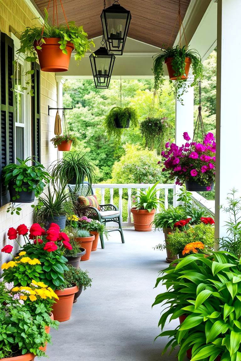 Nature Inspired Porch with Greenery - 24 Modern Front Porch Ideas