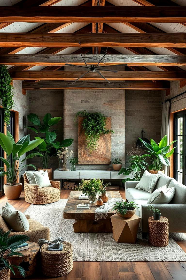 Nature Inspired Retreat - 24 Exposed Beam Living Room Ideas