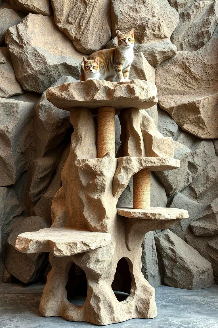 Nature Inspired Rock Climbing Cat Tree - 24 Outdoor Cat Tree Ideas
