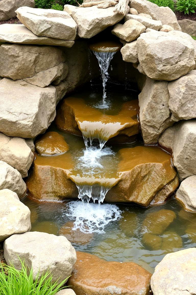 Nature Inspired Rock Fountain - 24 Pool Fountain Ideas