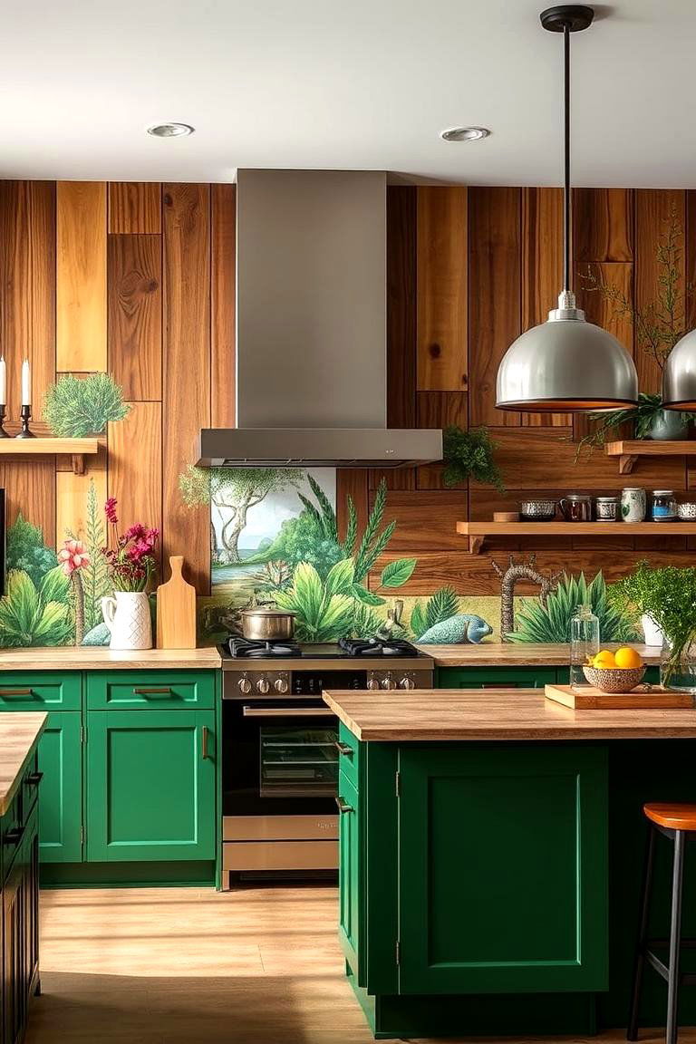 Nature Inspired Statement Walls - 24 Green and Brown Kitchen Ideas