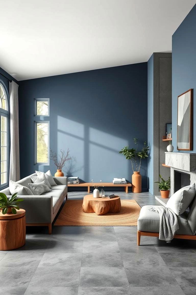 Nature Inspired Textures - 24 grey floor living room with blue walls ideas
