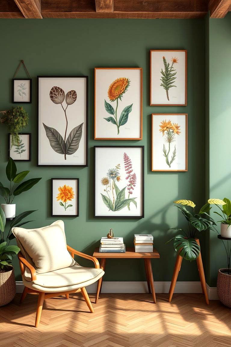 Nature Inspired Wall Art - 24 Boho Sage Green Bedroom Ideas