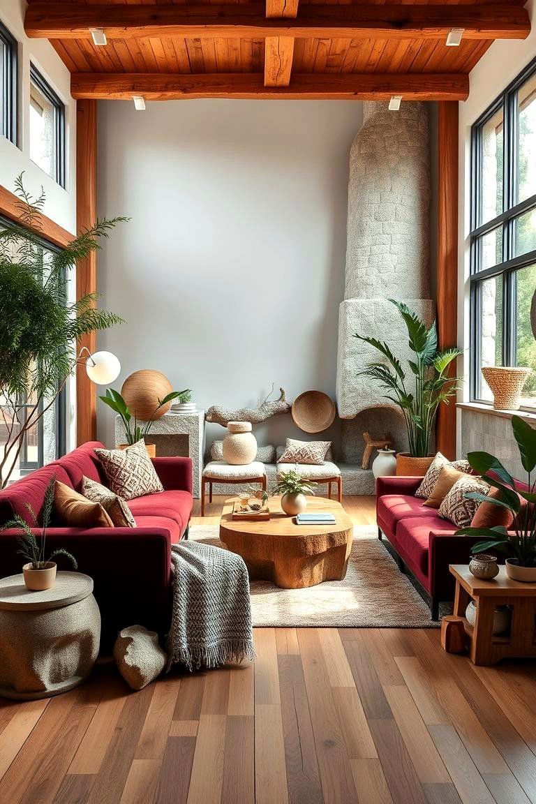 Nature Inspired Warmth - 24 Burgundy Sofa Living Room Ideas