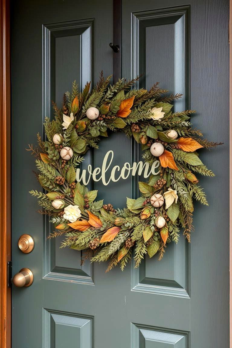 Nature Inspired Wreath - 24 Green Front Door Ideas