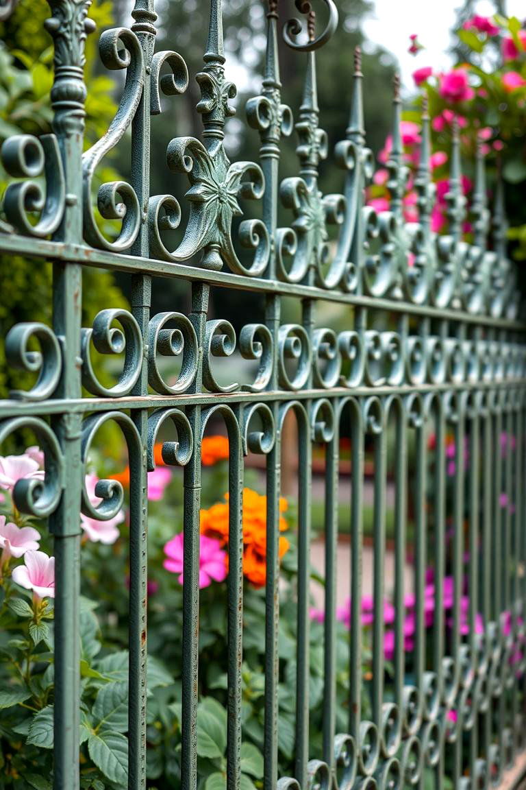 Nature Inspired Wrought Iron - 24 Sage Green Garden Fence Ideas