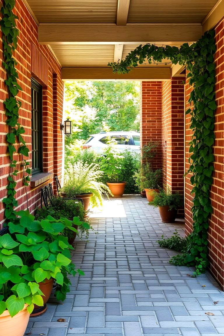 Nature Integrated Brick Porch - 24 Brick Porch Ideas