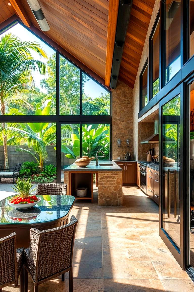 Nature Integrated Lanai Kitchen - 24 Lanai Kitchen Ideas