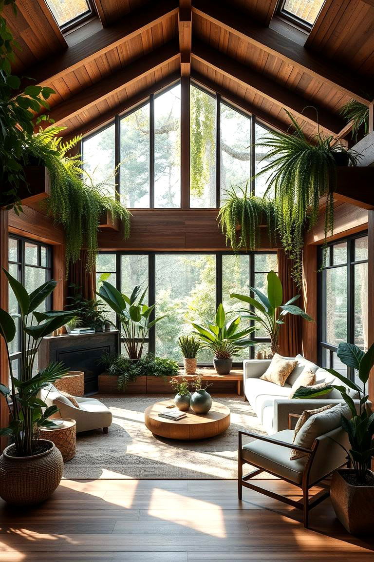 Nature Integrated Sunken Living Room - 24 Sunken Living Room Ideas