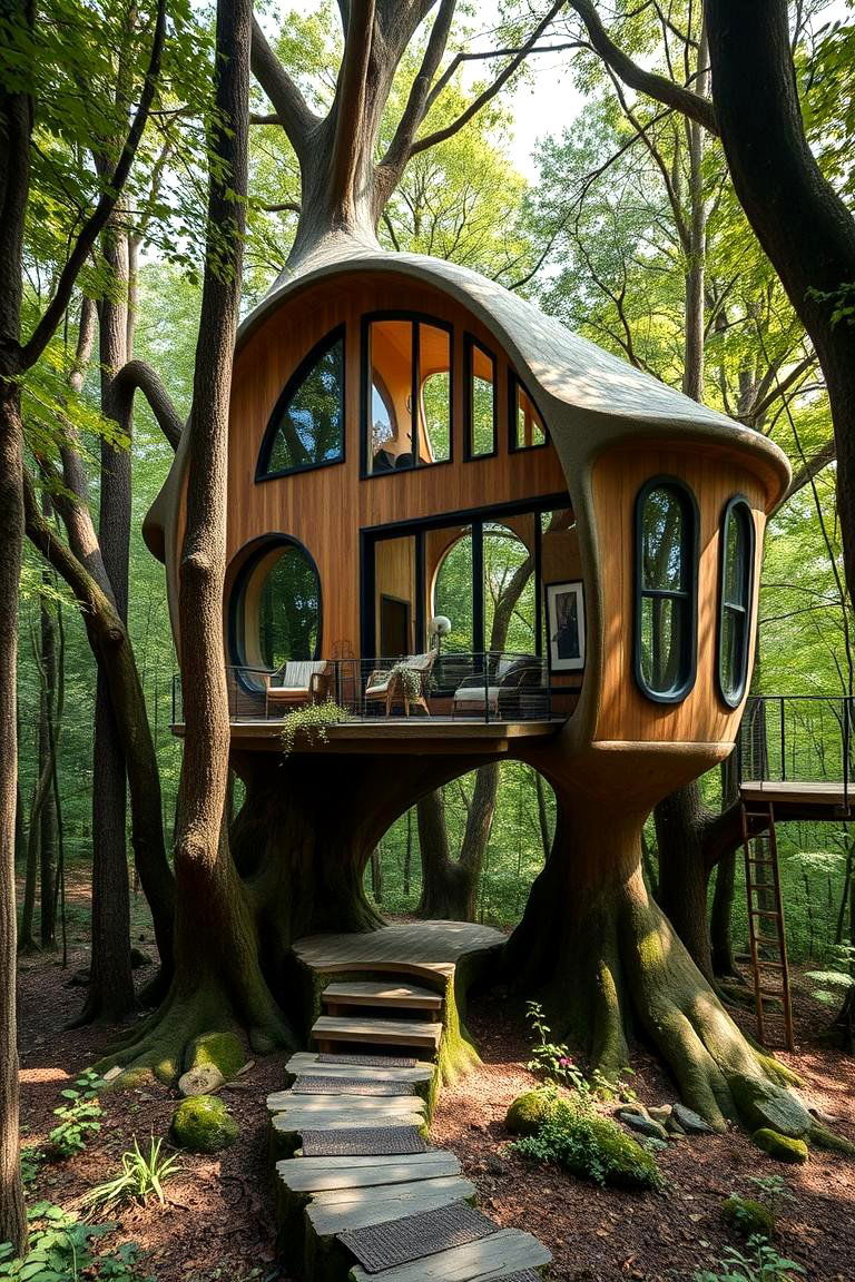 Nature Integrated Tree House - 24 Tree House Ideas