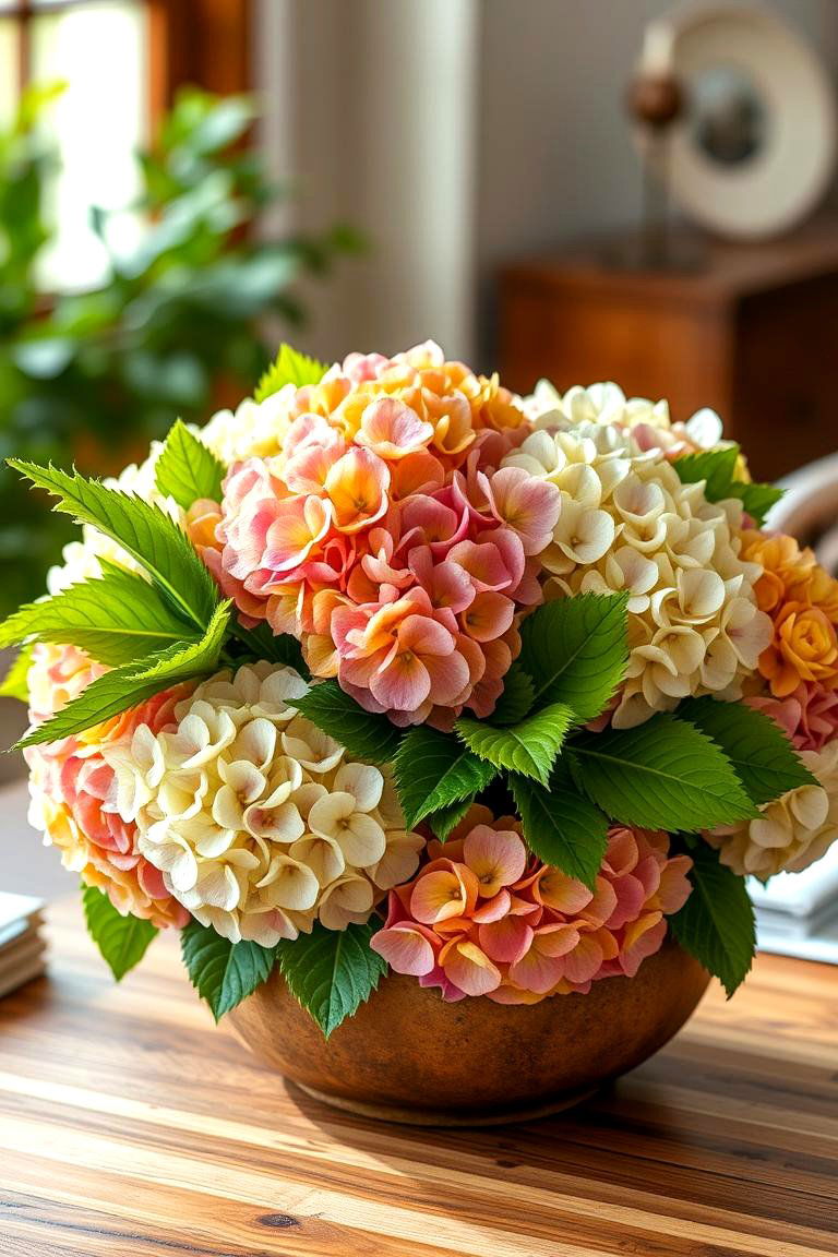 Natures Harmony Hydrangea Tablepiece - 24 Hydrangea Centerpiece Ideas