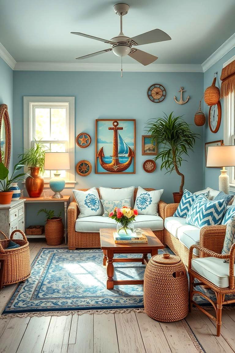 Nautical Accents with Boho Flair - 24 Boho Beach Bedroom Ideas
