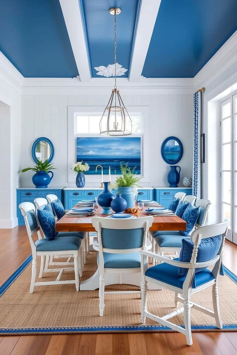 Nautical Blue Accents - 24 Coastal Dining Room Ideas