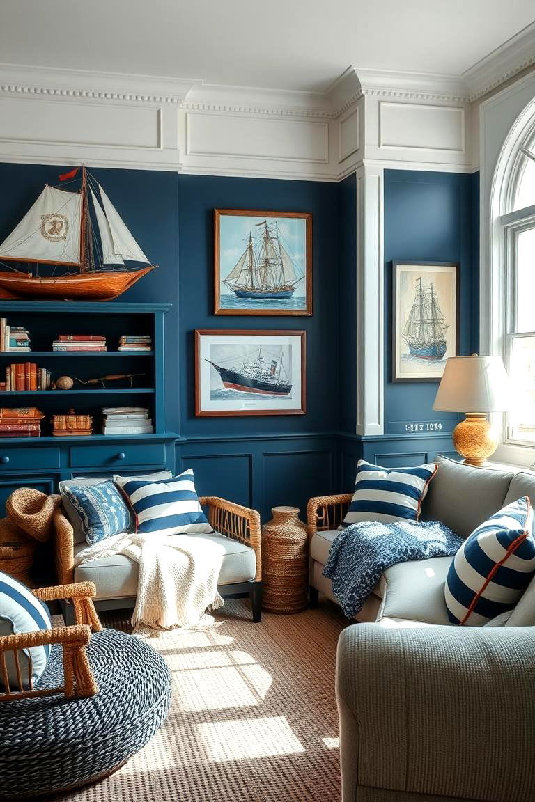 Nautical Charm Escape - 24 Blue and White Bedroom Ideas