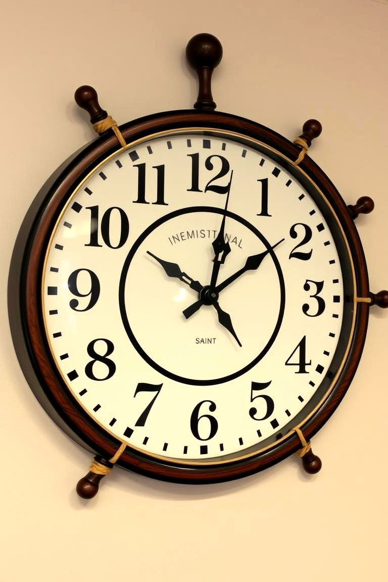 Nautical Clock with Rope Details - 24 Nautical Nursery Ideas