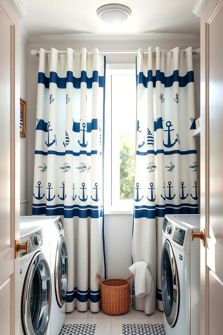 Nautical Inspired Curtains - 24 Laundry Room Curtain Ideas