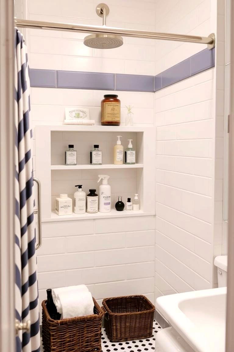Nautical Inspired Shower Niche for Practical Storage - 24 Nautical Bathroom Ideas