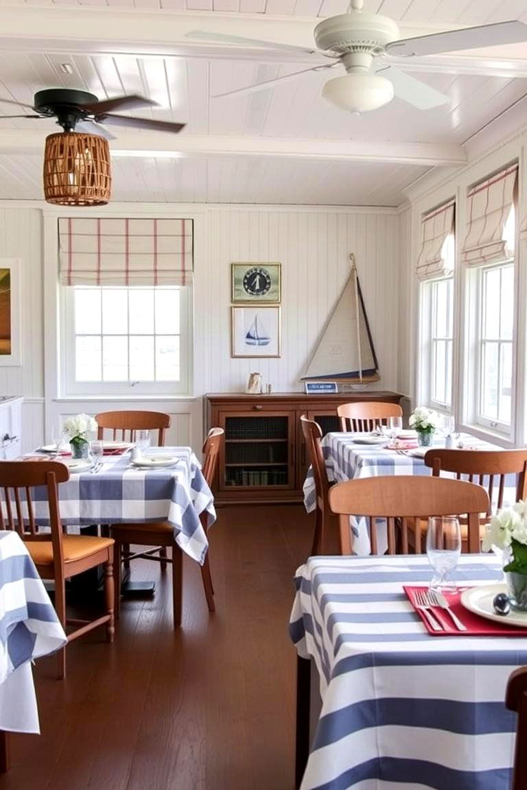 Nautical Inspired Textiles - 24 Coastal Dining Room Ideas