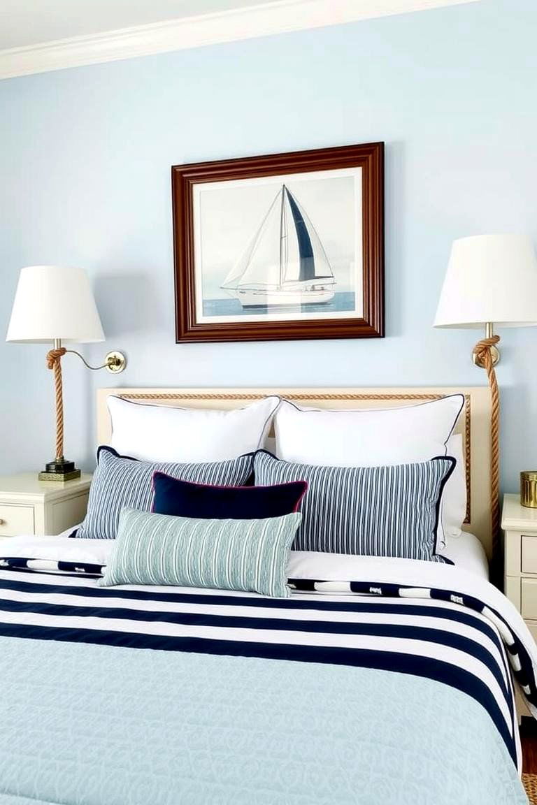 Nautical Navy and White Stripes - 24 Preppy Room Ideas