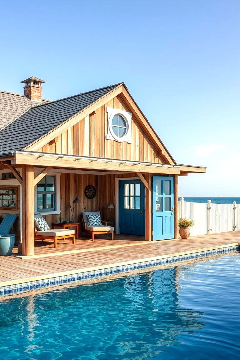Nautical Rustic Blend - 24 Rustic Pool House Ideas