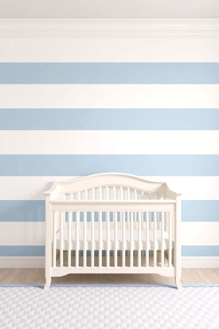 Nautical Striped Wall Elegance - 24 Ocean-themed Nursery Ideas