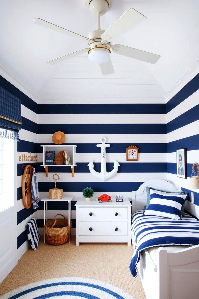 Nautical Stripes for Adventure - 24 Kids Room Paint Ideas
