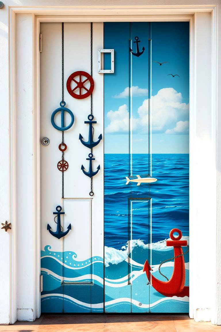 Nautical Theme Door Painting - 24 Door Painting Ideas