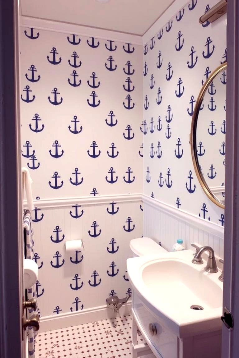 Nautical Theme for a Coastal Retreat - 24 Bathroom Wallpaper Ideas