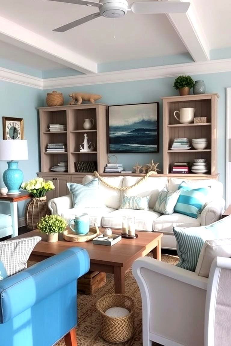 Nautical Turquoise Vibes - 24 Turquoise Living Room Ideas