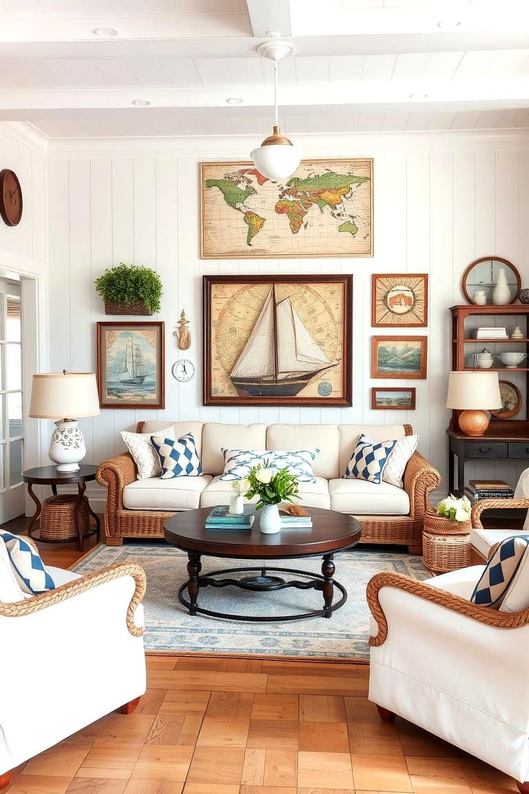 Nautical Vintage Theme - 24 Vintage Living Room Ideas