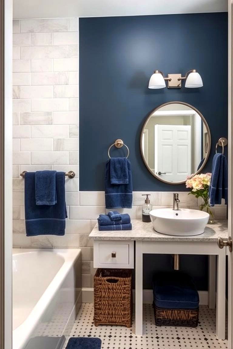 Navy Blue Accent Pieces - 24 Blue Bathroom Ideas