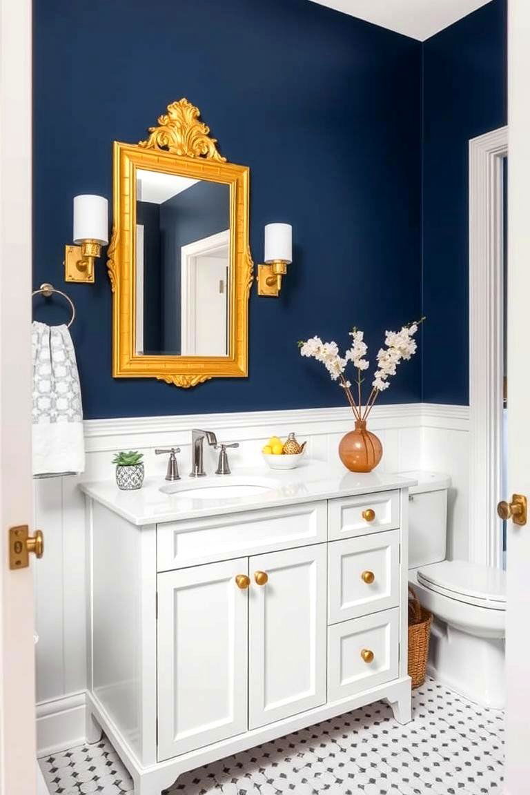 Navy Blue Accent Walls - 24 Navy Blue Bathroom Ideas