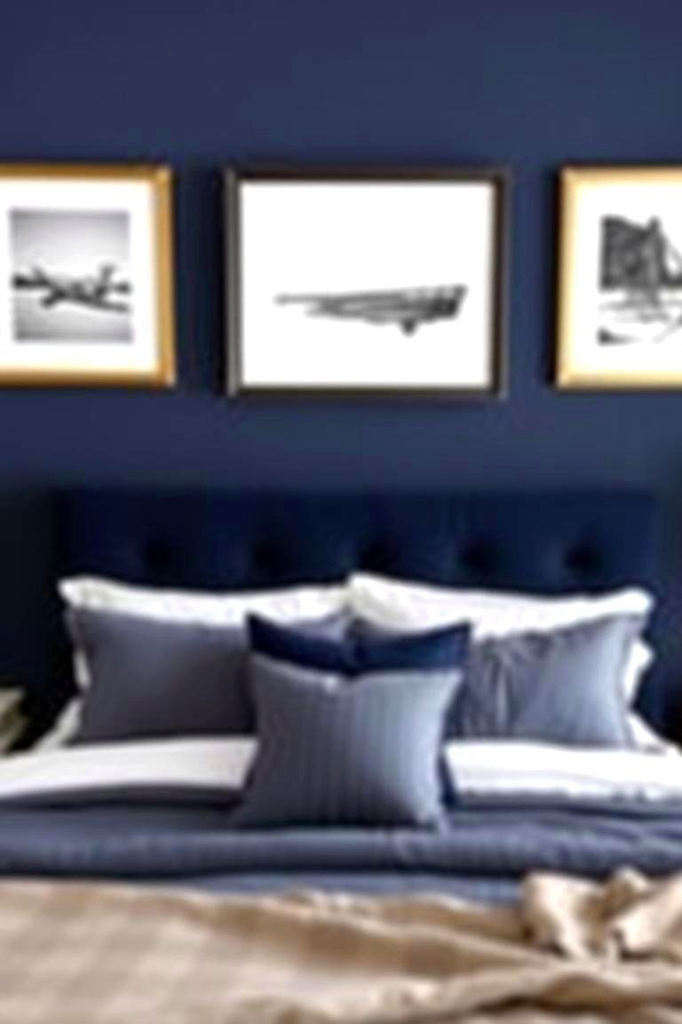 Navy Blue Artwork for a Personalized Touch - 24 Navy Blue Bedroom Ideas
