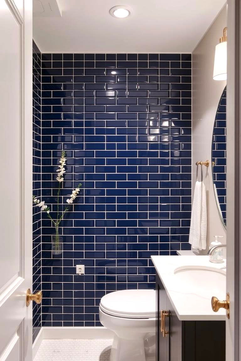 Navy Blue Backsplash - 24 Navy Blue Bathroom Ideas