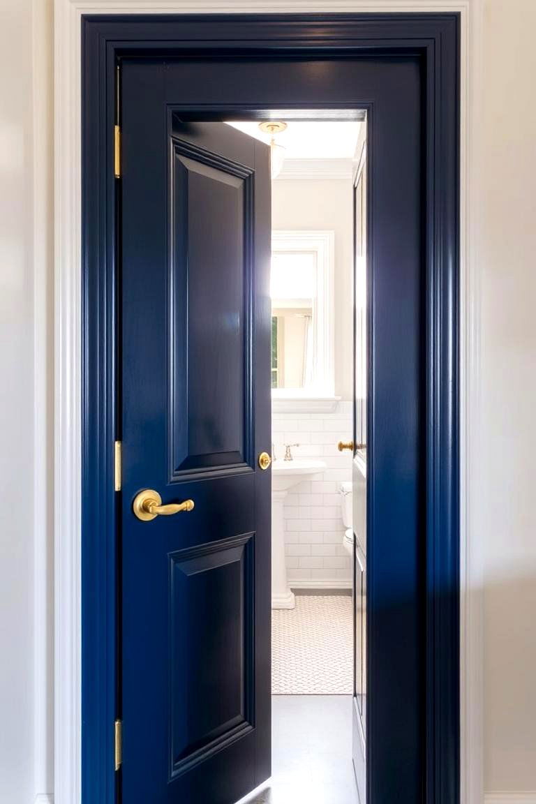 Navy Blue Bathroom Door - 24 Navy Blue Bathroom Ideas