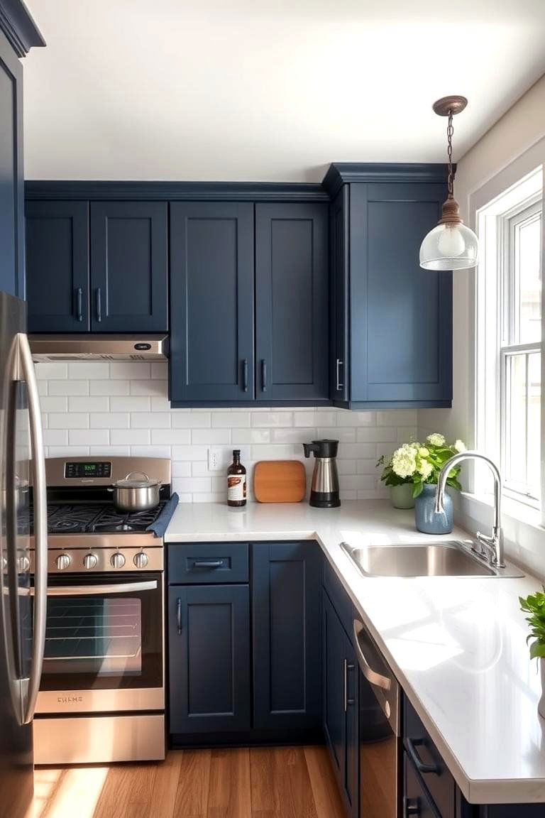 Navy Blue Cabinets in a Small Kitchen - 24 Navy Blue Kitchen Cabinets Ideas