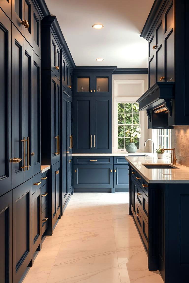 Navy Blue Cabinets with Gold Hardware - 24 Navy Blue Kitchen Cabinets Ideas