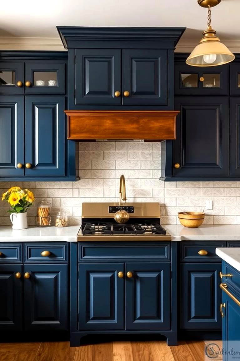 Navy Blue Cabinets with a Vintage Feel - 24 Navy Blue Kitchen Cabinets Ideas