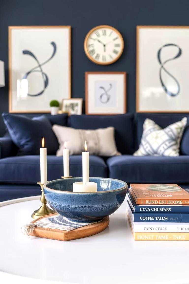 Navy Blue Coffee Table Decor - 24 Navy Blue Living Room Ideas