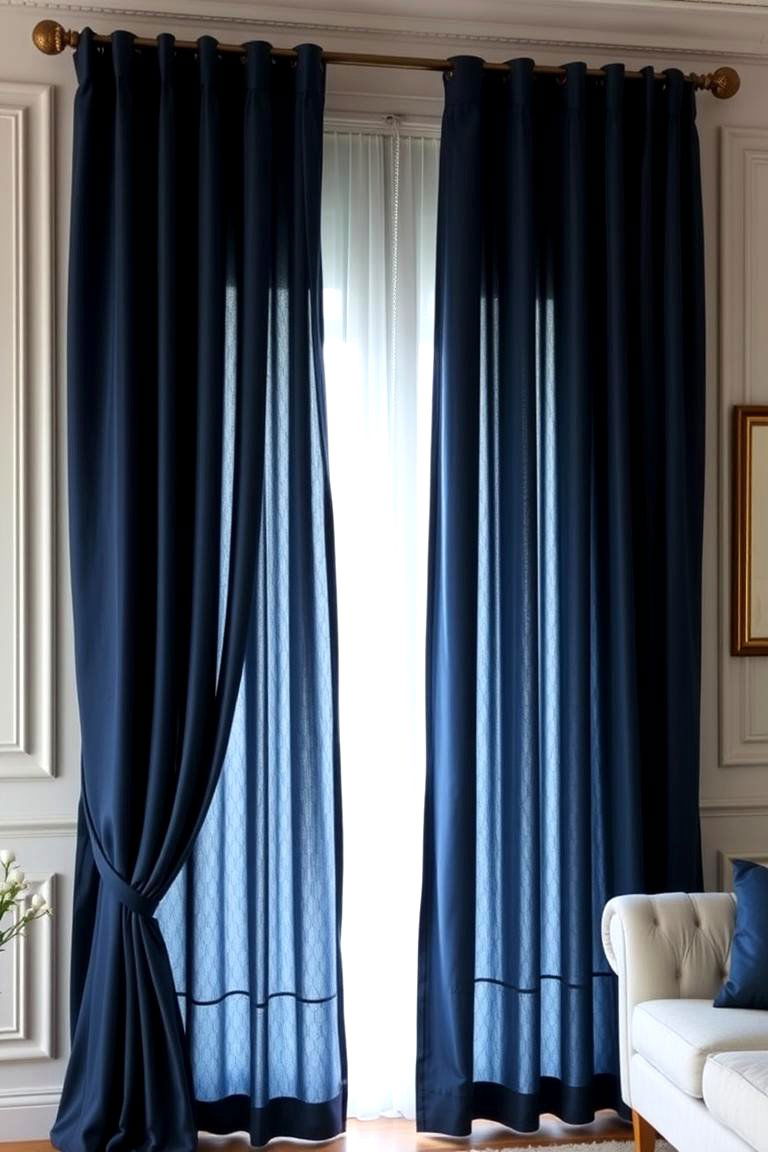 Navy Blue Curtains - 24 Navy Blue Living Room Ideas