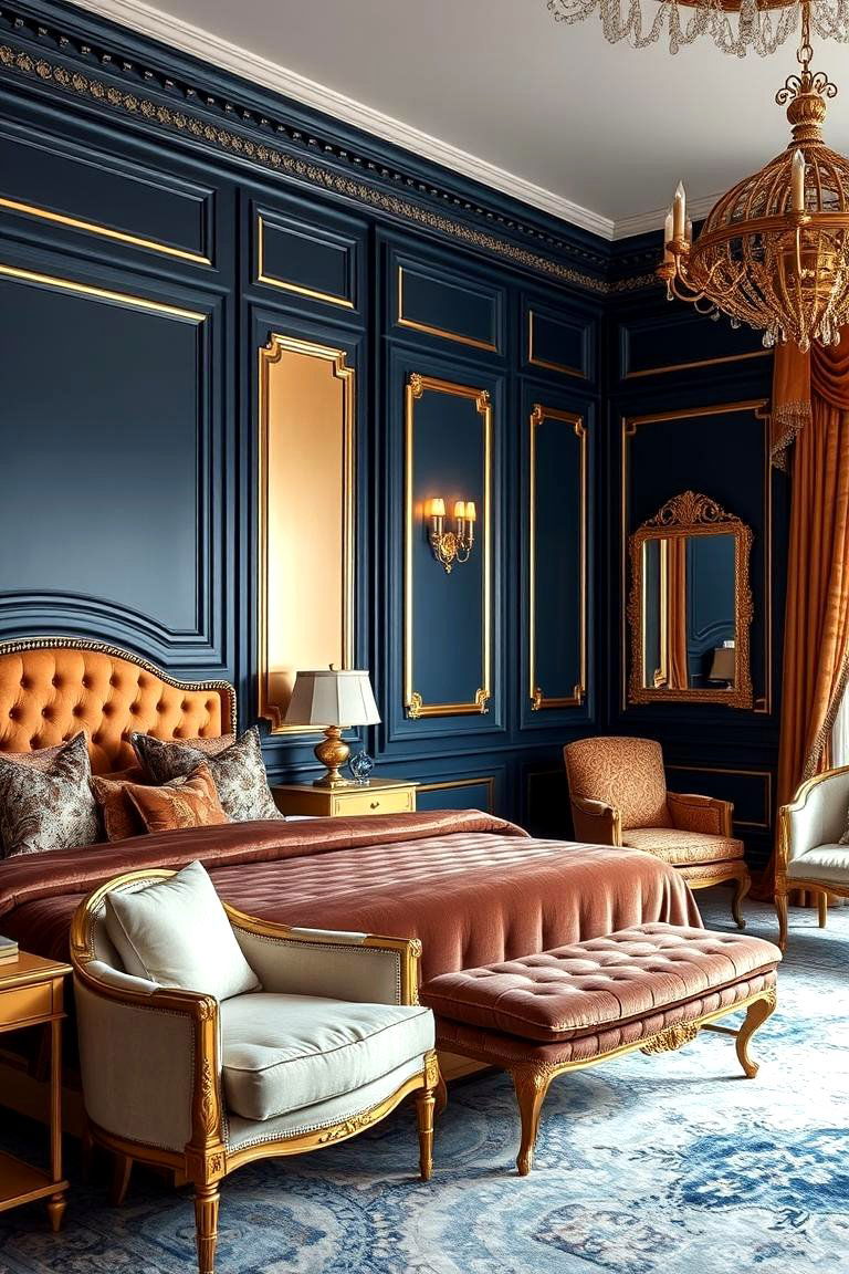 Navy Blue Elegance - 24 Blue Bedroom Ideas