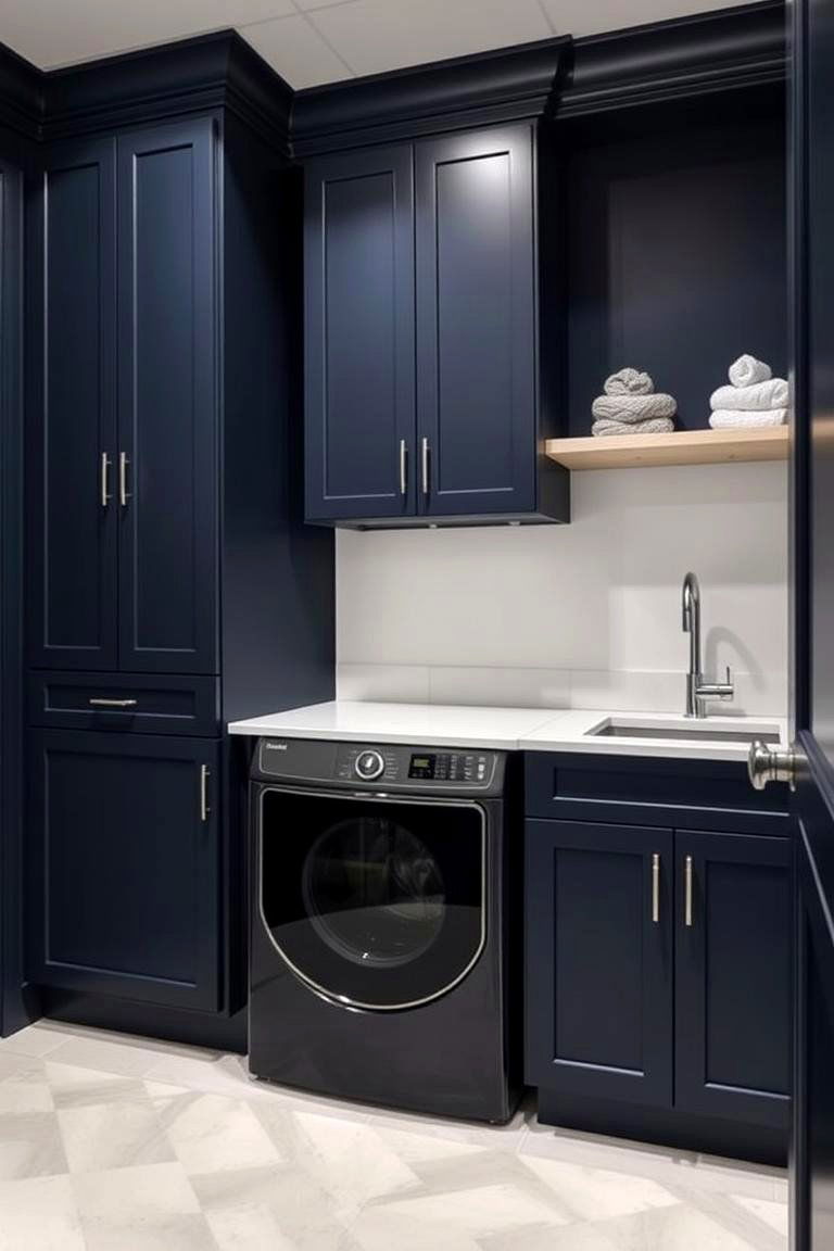 Navy Blue Minimalism - 24 Blue Laundry Room Ideas