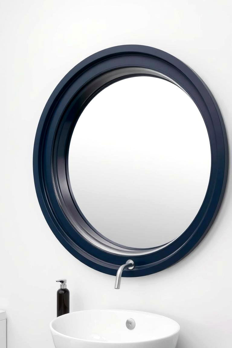 Navy Blue Mirror Frames - 24 Navy Blue Bathroom Ideas