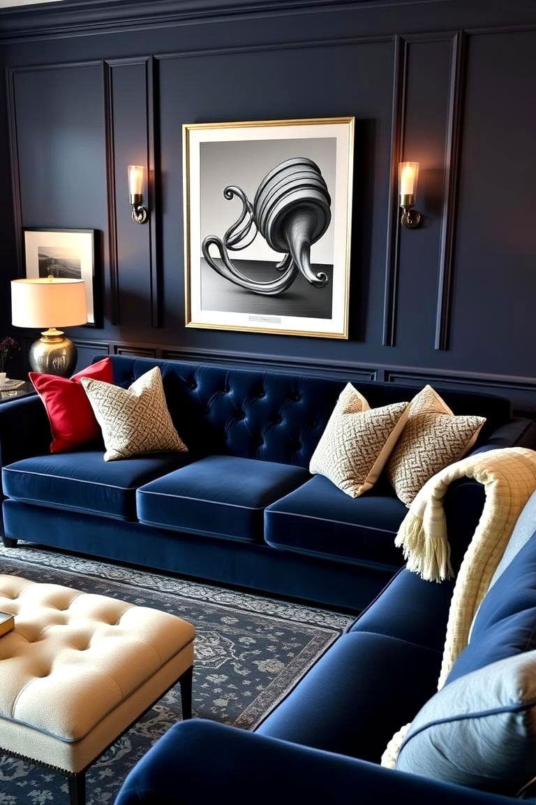 Navy Blue Sofa for Elegant Comfort - 24 Blue Living Room Ideas