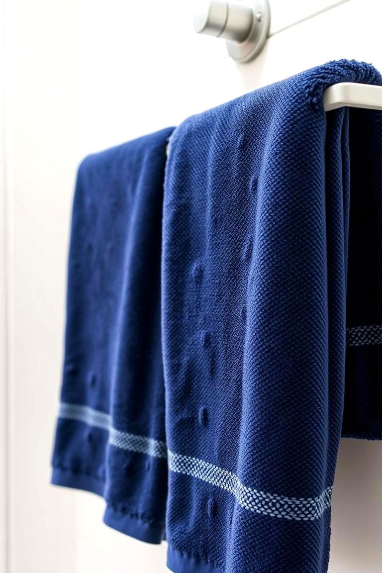 Navy Blue Towels and Textiles - 24 Navy Blue Bathroom Ideas