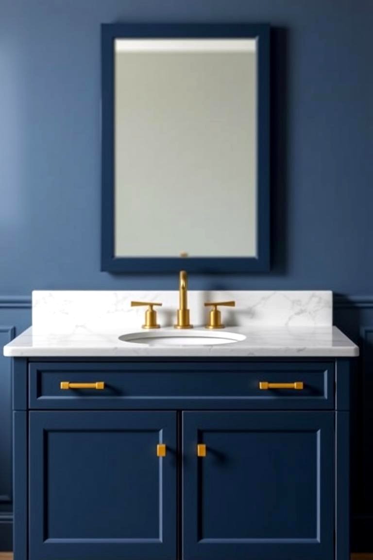 Navy Blue Vanity Cabinets - 24 Navy Blue Bathroom Ideas