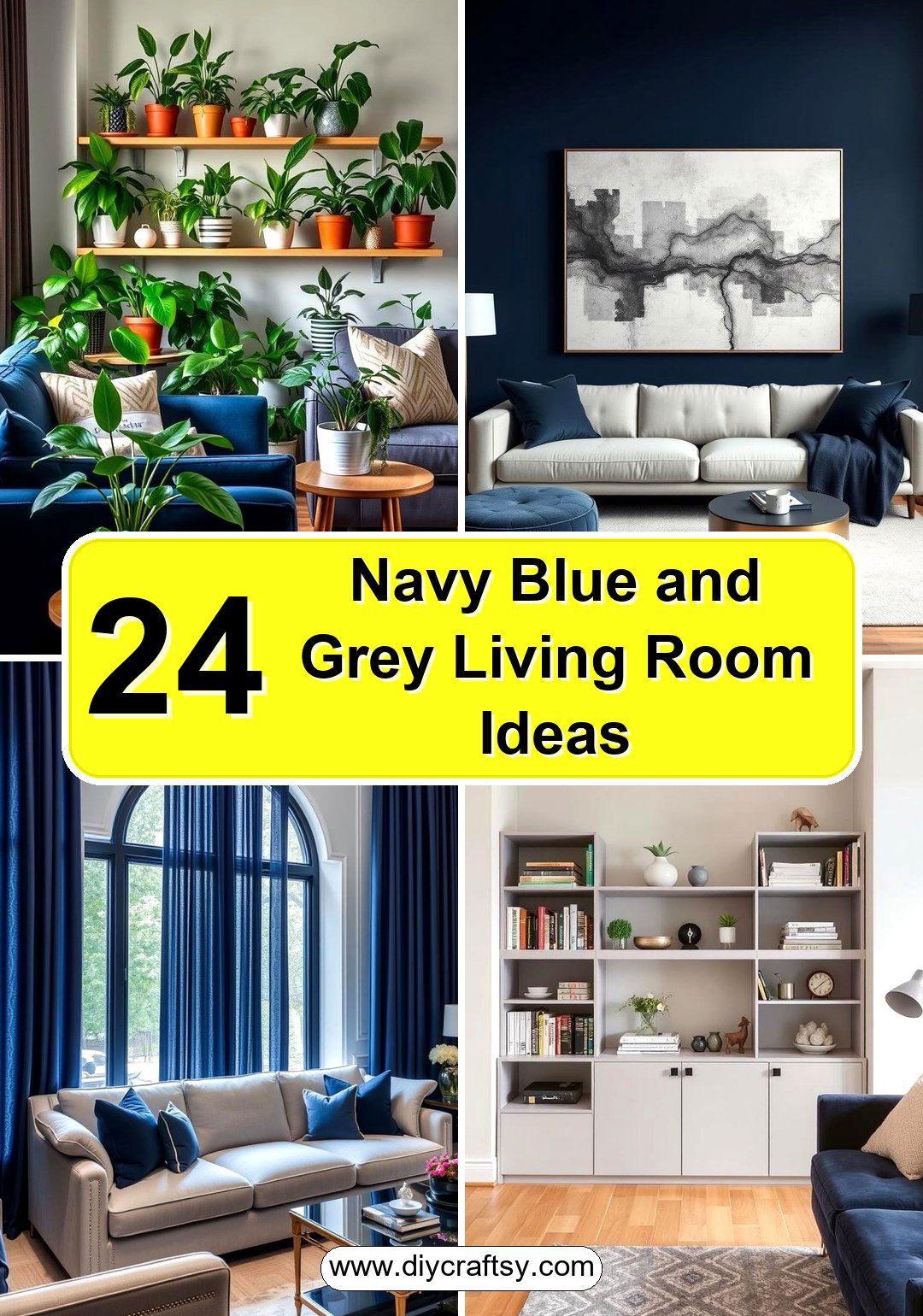 Navy Blue and Grey Living Room Ideas
